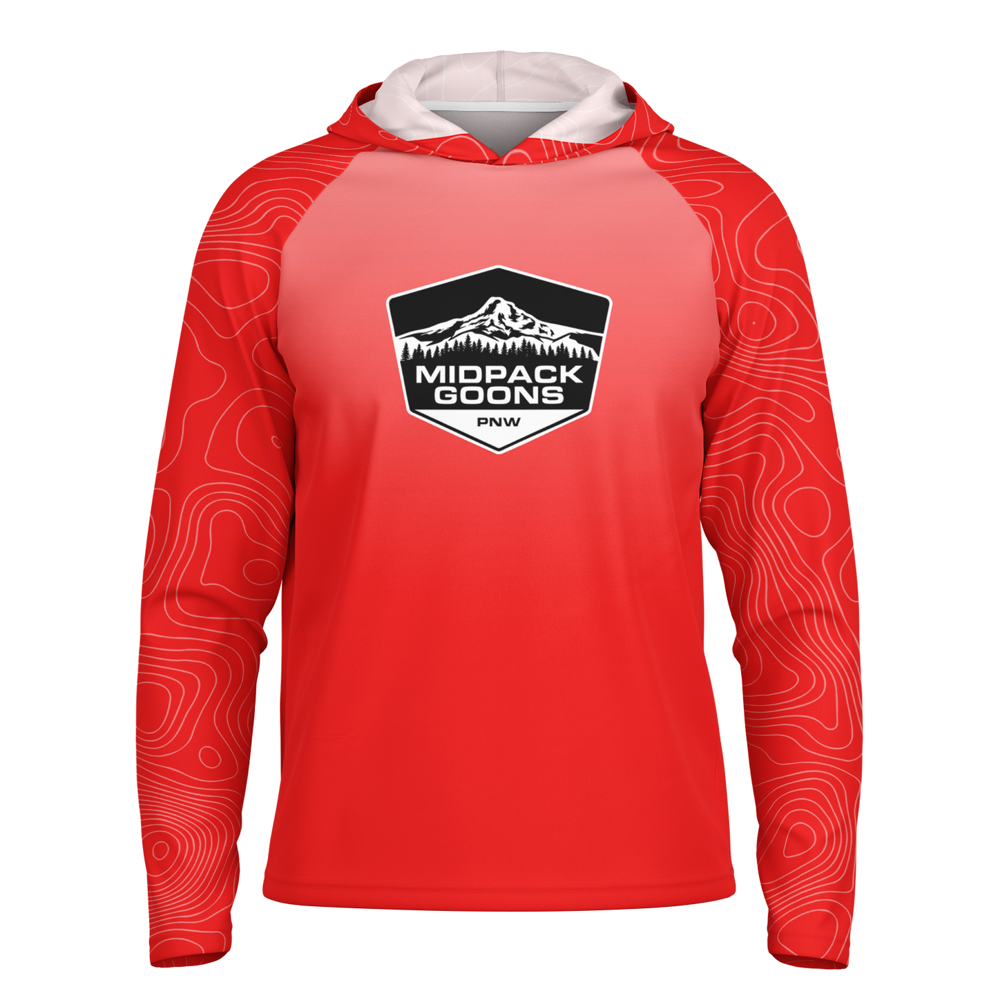 Midpack Goons, Light Weight Sun-Shade Hoodie, Elevation - Red