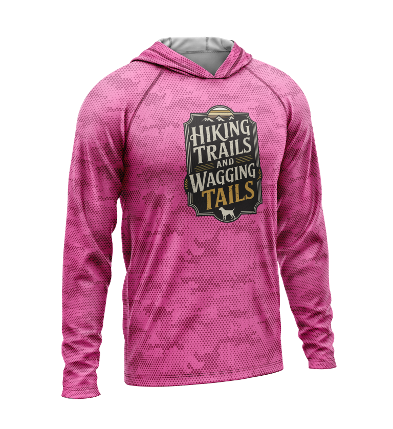 Hiking Trails and Wagging Tails, Light Weight Sun-Shade Hoodie, Dot Pattern