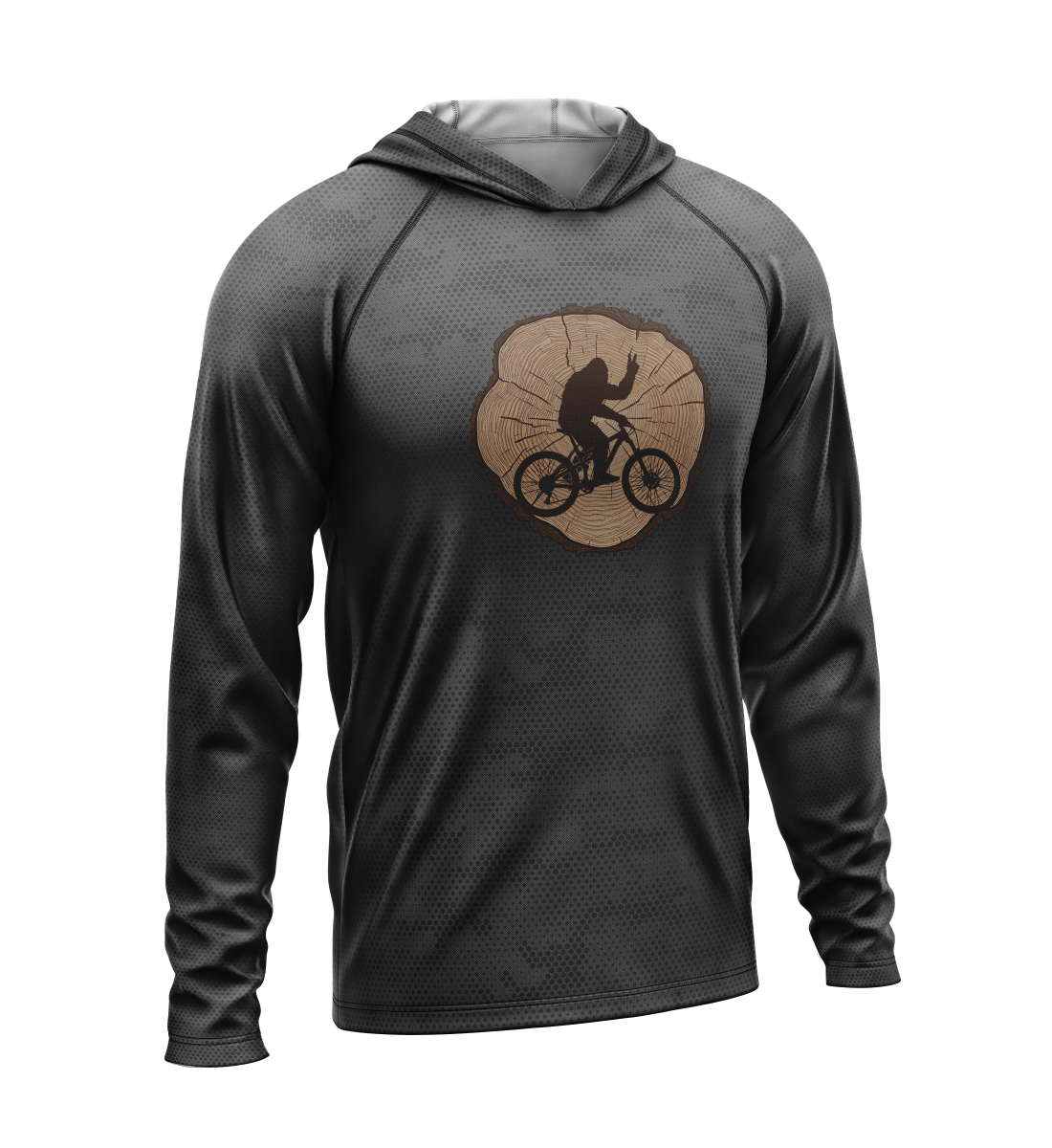 Tree Stump - Bigfoot on Bike, Light Weight Sun-Shade Hoodie, Dot Pattern