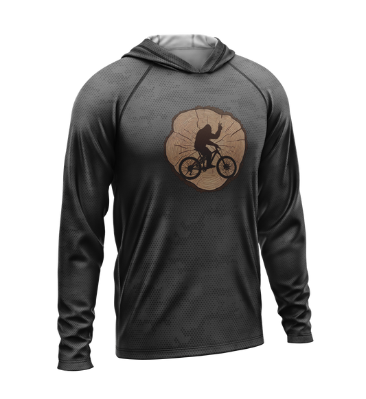 Tree Stump - Bigfoot on Bike, Light Weight Sun-Shade Hoodie, Dot Pattern