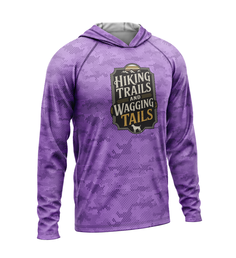 Hiking Trails and Wagging Tails, Light Weight Sun-Shade Hoodie, Dot Pattern