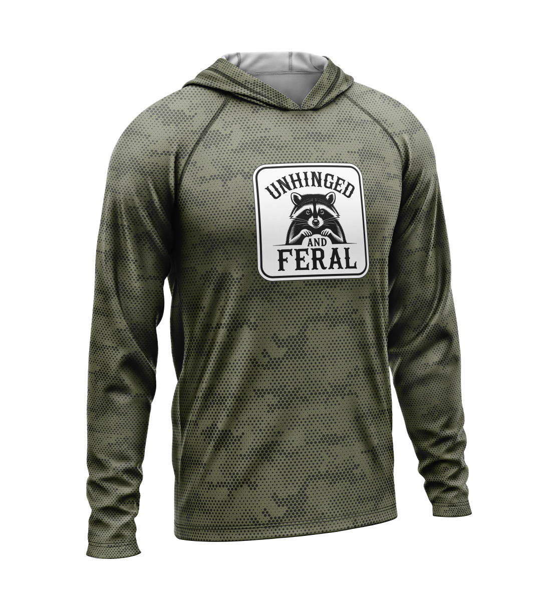 Unhinged and Feral Raccoon, Light Weight Sun-Shade Hoodie, Dot Pattern