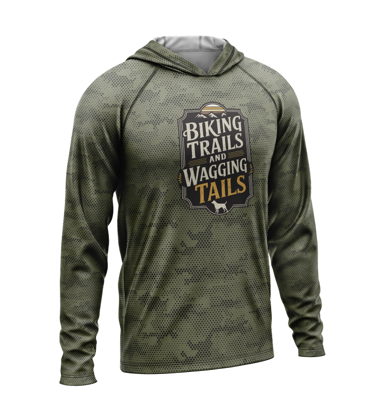 Biking Trails and Wagging Tails, Light Weight Sun-Shade Hoodie, Dot Pattern