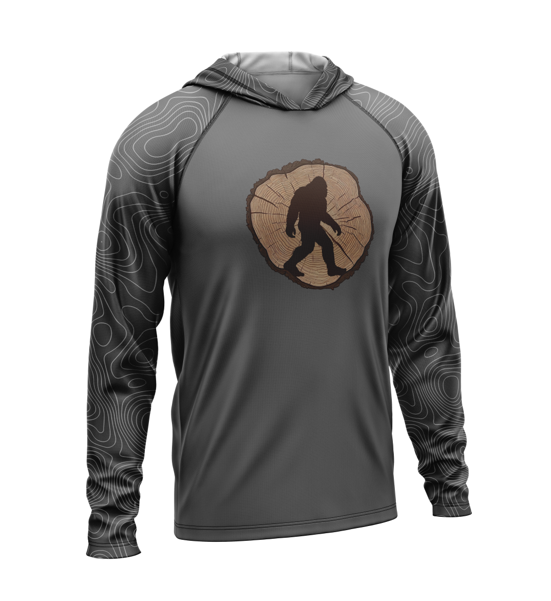 Tree Stump - Bigfoot, Light Weight Sun-Shade Hoodie, Elevations