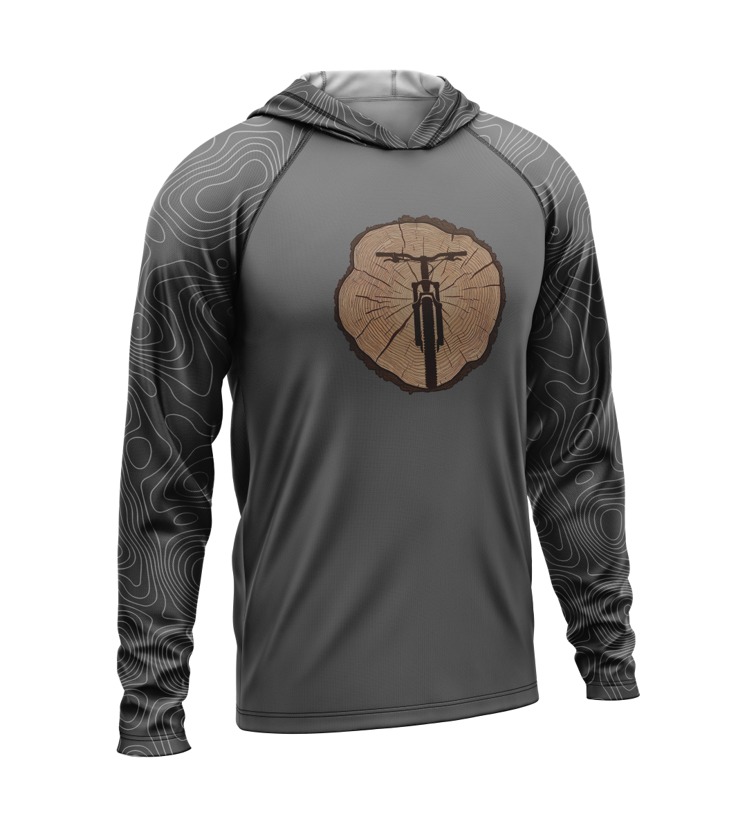 Tree Stump - MTB, Light Weight Sun-Shade Hoodie, Elevations