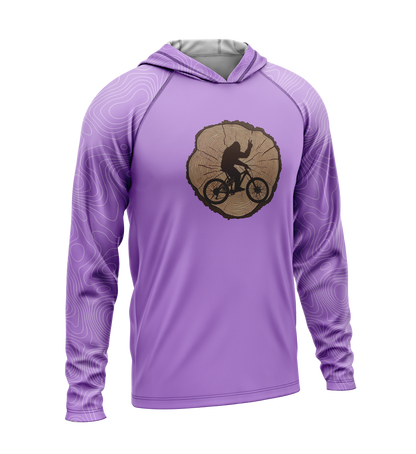 Tree Stump - Bigfoot on Bike, Light Weight Sun-Shade Hoodie, Elevations