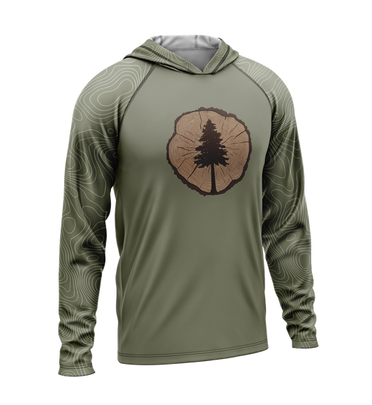 Tree Stump - Tree, Light Weight Sun-Shade Hoodie, Elevations