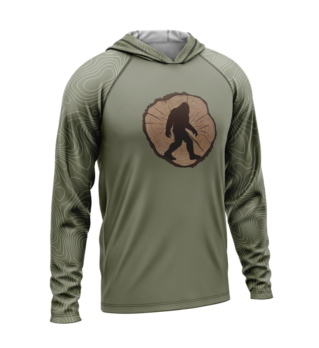 Tree Stump - Bigfoot, Light Weight Sun-Shade Hoodie, Elevations