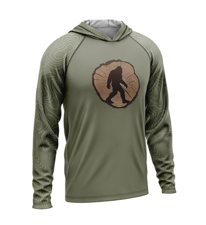Tree Stump - Bigfoot, Light Weight Sun-Shade Hoodie, Elevations
