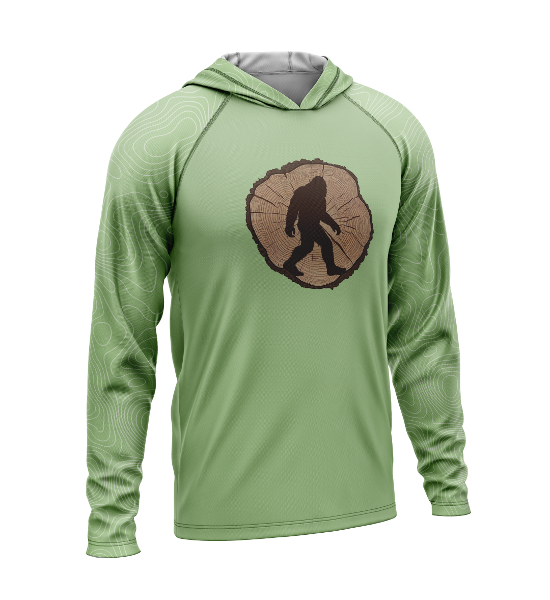 Tree Stump - Bigfoot, Light Weight Sun-Shade Hoodie, Elevations