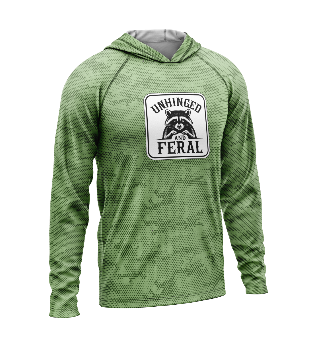 Unhinged and Feral Raccoon, Light Weight Sun-Shade Hoodie, Dot Pattern